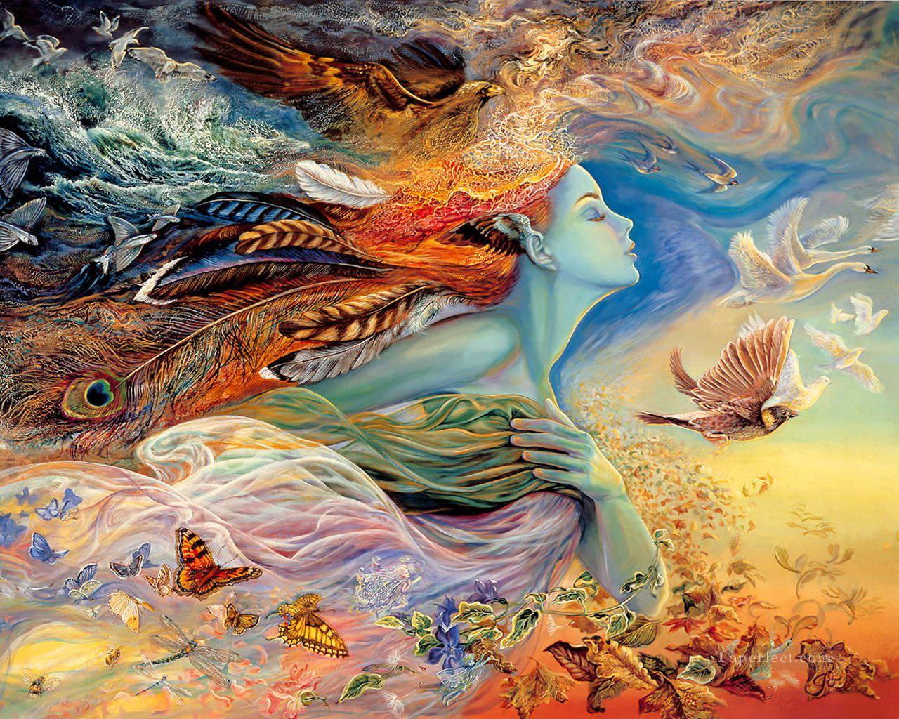 fantaisie ange et oiseaux papillons Peintures à l'huile